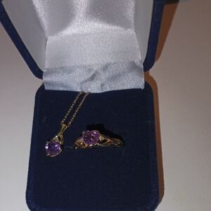 Elegant 10k Gold and Amethyst Jewelry Set